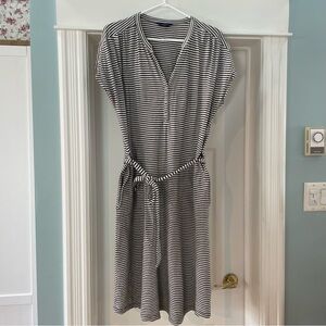 Denver Hayes Black and White Cotton Striped Mini Dress